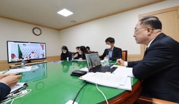 홍남기, G20 재무장관 화상회의 참석…"코로나19 비대면산업 육성해야"