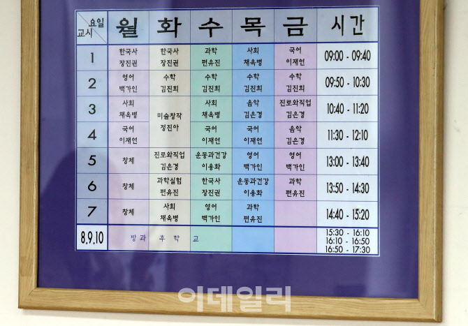 [포토]서울농학교 중등 3학년 수업표