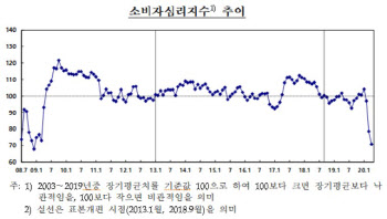 코로나19에 소비심리 석달째 추락..주택가격전망도 '비관'