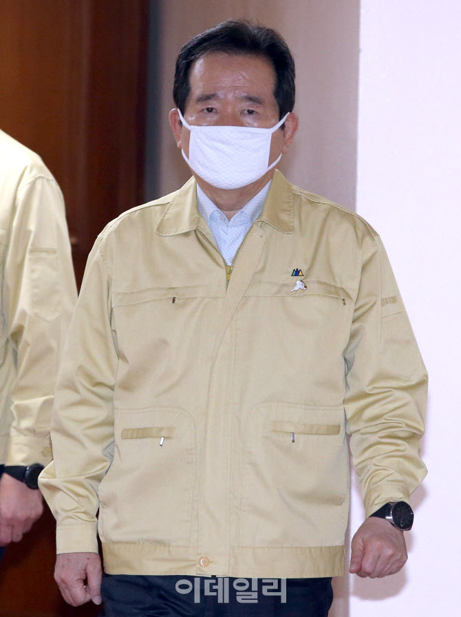 [포토]코로나19 중대본 참석하는 정세균 총리