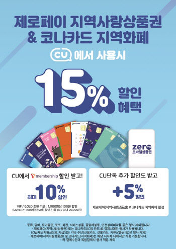 CU, 지역화폐 결제시 최대 15% 특별할인