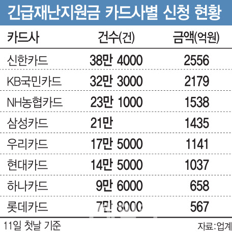 은행계 카드의 약진…재난지원금 신청의 심리학