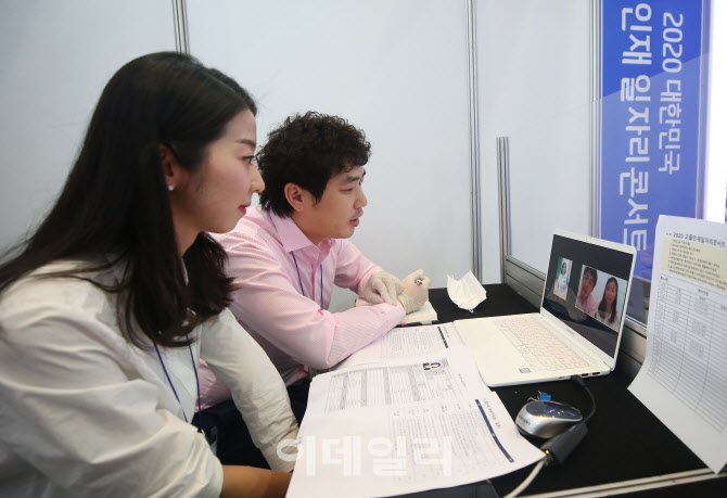 비대면으로 면접 진행하는 인사 담당자                                                                                                                                                              