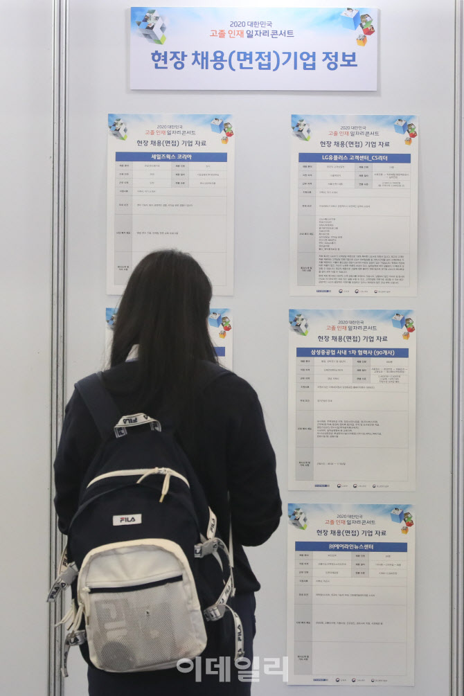 고졸 채용 공고문 바라보는 한 학생                                                                                                                                                                 