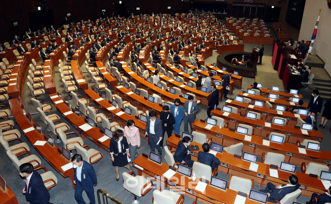 미래통합당 항의 표시로 표결 불참 속, 임대차보호법 본회의 통과                                                                                                                                     