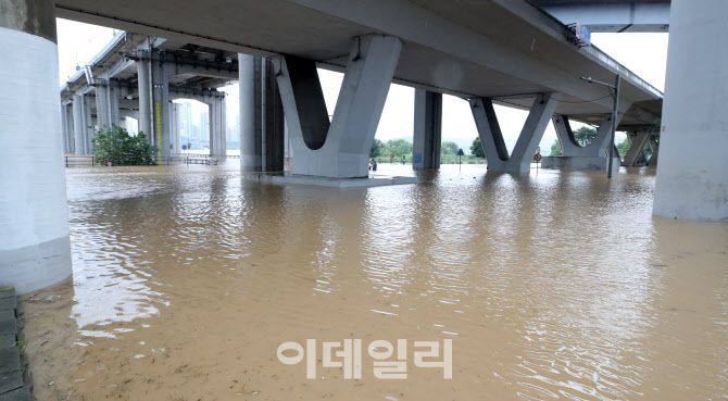 흙탕물 가득한 잠수교                                                                                                                                                                              