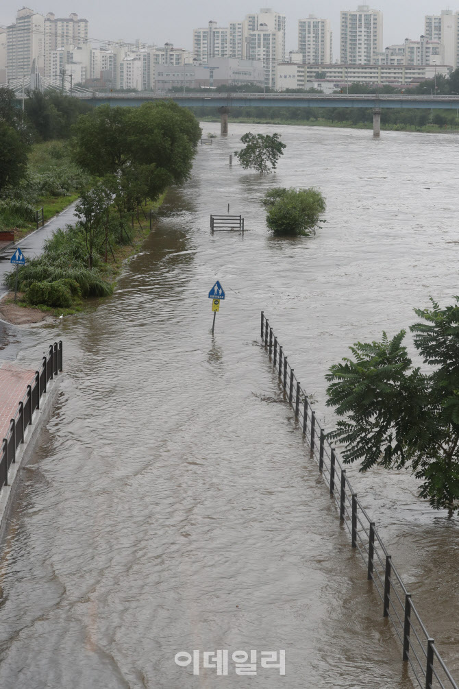 불어난 수위로 마비된 중랑천 산책로                                                                                                                                                                
