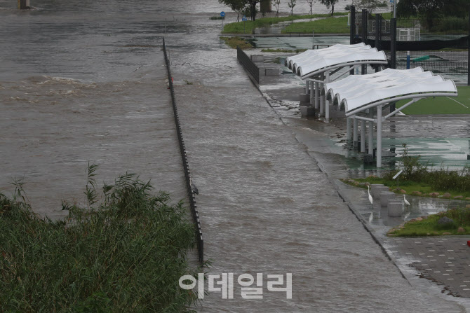 불어나는 중랑천                                                                                                                                                                                   