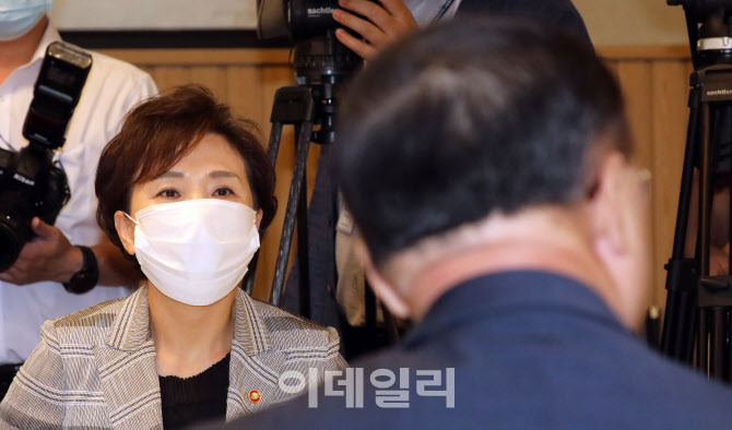 부총리 발언 경청하는 김현미 장관                                                                                                                                                                  