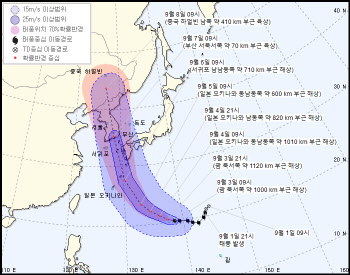 제10호 태풍 ‘하이선’ 강하게 발달하며 북상…한반도 관통하나