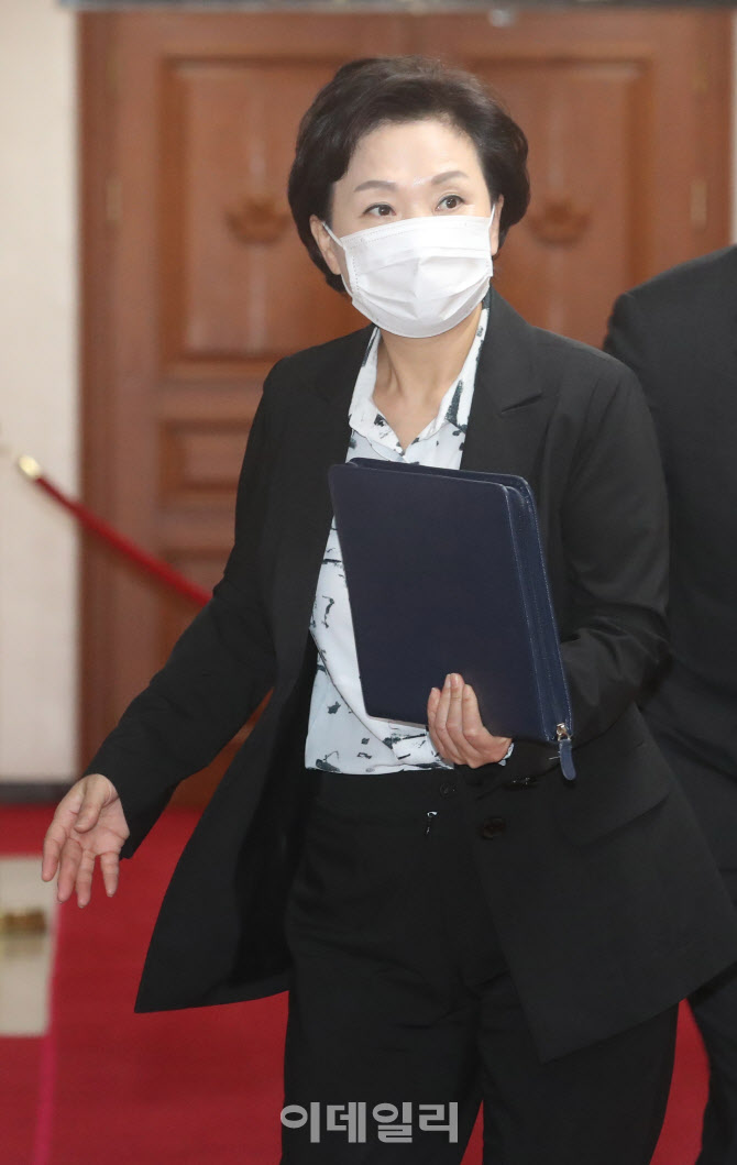 국정현안점검조정회의 참석하는 김현미 장관                                                                                                                                                         