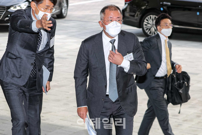 수소경제위원회 회의실로 향하는 정의선 회장                                                                                                                                                        