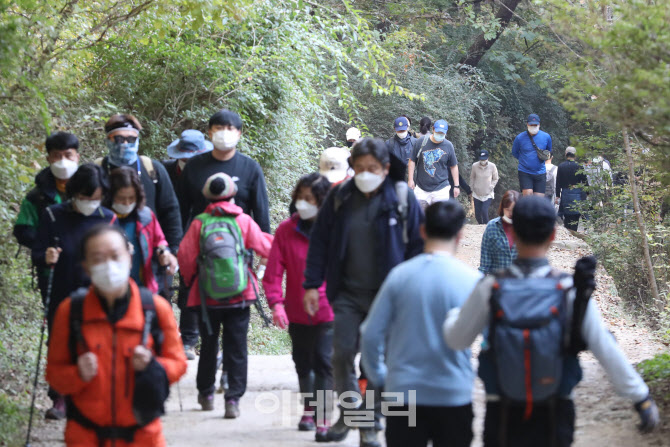 거리두기 1단계, 마스크 쓰고 청계산 등산                                                                                                                                                           