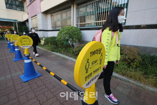 거리두며 안전하게 등교                                                                                                                                                                            