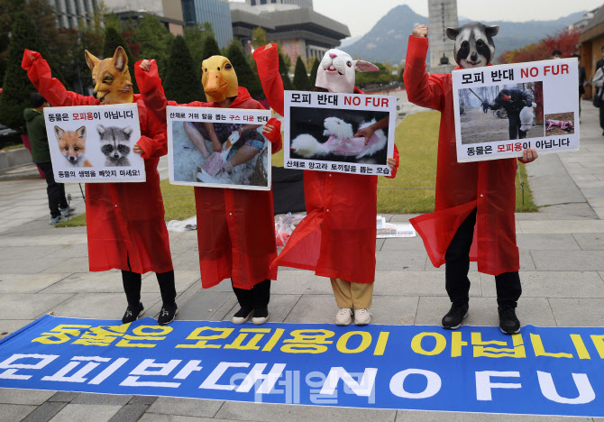  모피 및 다운 제품 반대 퍼포먼스                                                                                                                                                                  