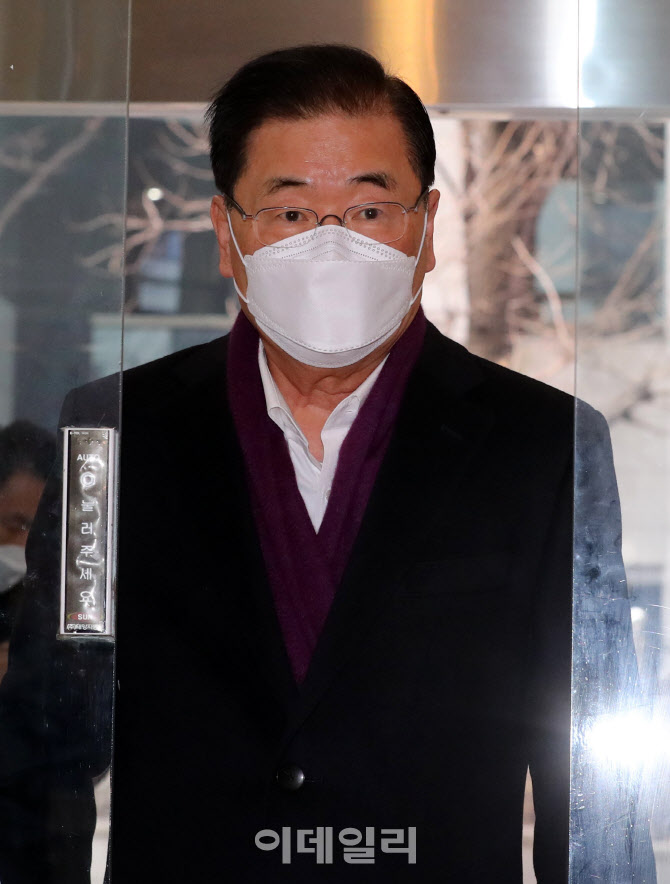 인사청문회 준비사무실 들어서는 정의용 외교부 장관 후보자                                                                                                                                          