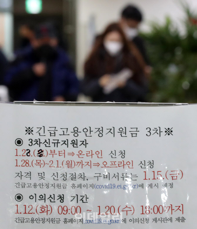 고용부, 오늘부터 3차 긴급고용안정지원금 접수 시작                                                                                                                                                 