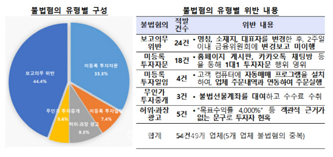 "고수익 보장" 불법 주식리딩방 등 유사투자자문 49곳 적발