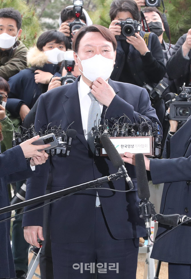 마스크 매만지는 윤석열 총장                                                                                                                                                                       