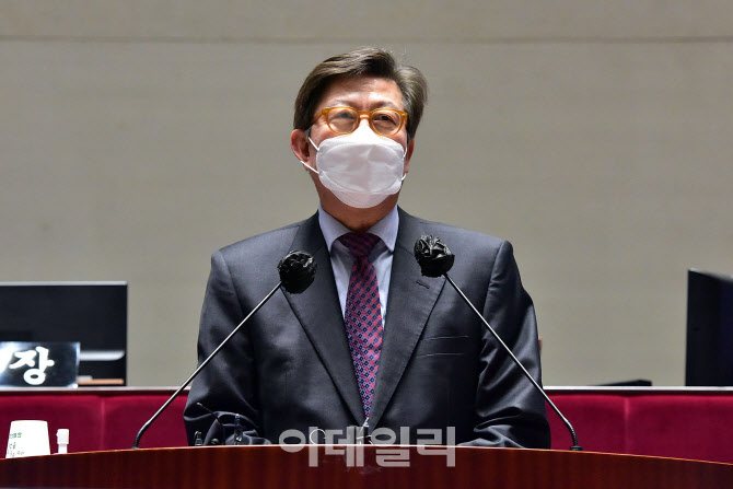 국민의힘 의원총회, '발언하는 박형준 부산시장 후보'                                                                                                                                      