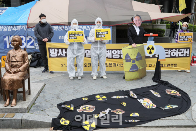 일본 정부를 향해 방사능 오염수 방류 중단 촉구                                                                                                                                                     