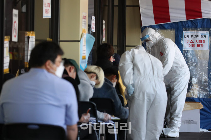 코로나19 신규 확진자 증가에 북적이는 선별진료소                                                                                                                                                   