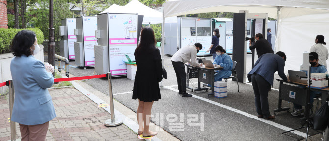 코로나19 신속 분자진단 검사 기다리는 시민들                                                                                                                                                       