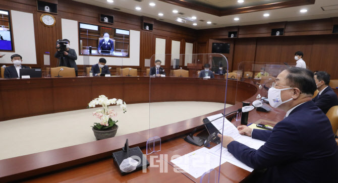  백신·치료제 상황점검회의 주재하는 홍 대행                                                                                                                                                       