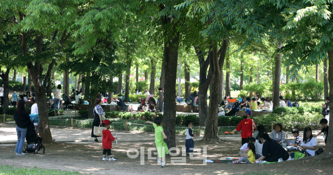 나무그늘 아래 모인 시민들                                                                                                                                                                         
