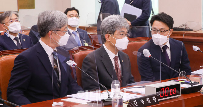 법사위 전체회의, '대화하는 최재형-김상환-김진욱'                                                                                                                                        