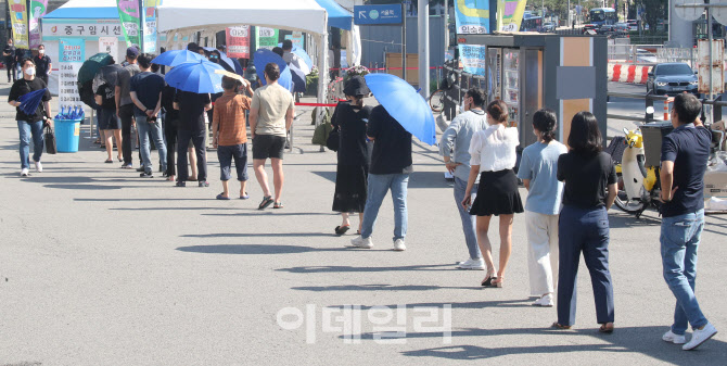 코로나19 확진자 역대 최다, 선별진료소 앞 긴 줄                                                                                                                                                    