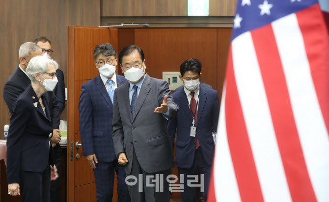 웬디 셔먼 안내하는 정의용                                                                                                                                                                         