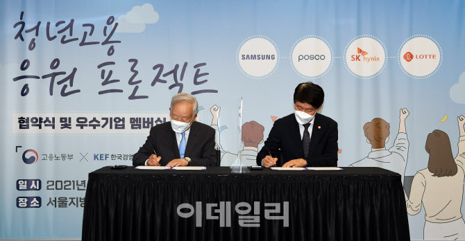 서명하는 안경덕 장관-손경식 회장                                                                                                                                                                  