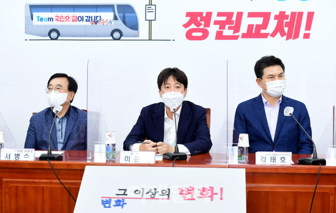 국민의힘 제20대 대통령선거 경선 예비후보 전체회의에서 발언하는 이준석 대표                                                                                                                        