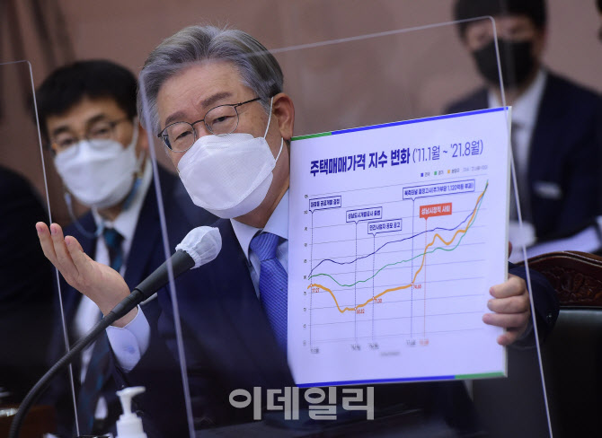 '국정감사 질의에 답변하는 이재명'                                                                                                                                                       