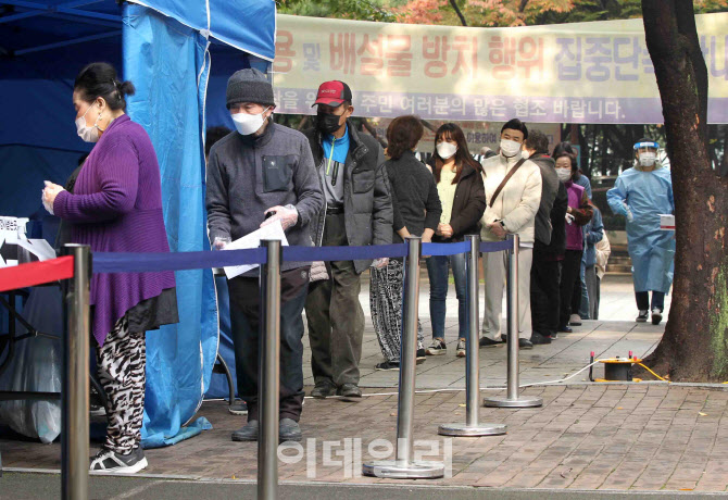  공원에 마련된 임시선별검사소                                                                                                                                                                     