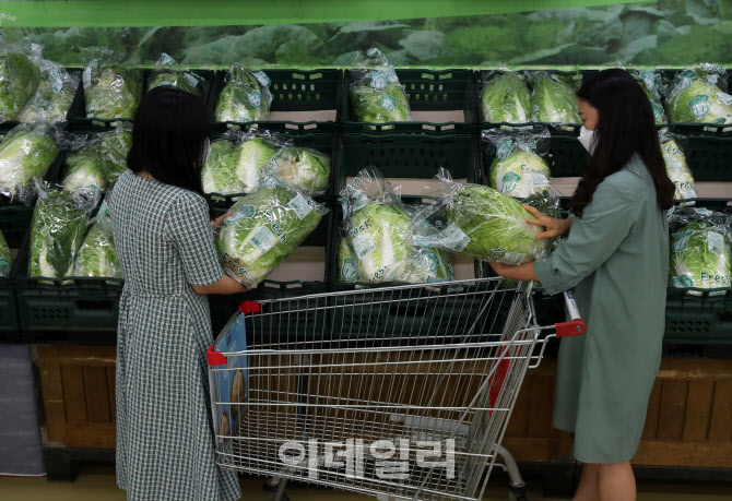  채소류 구매하는 소비자                                                                                                                                                                           