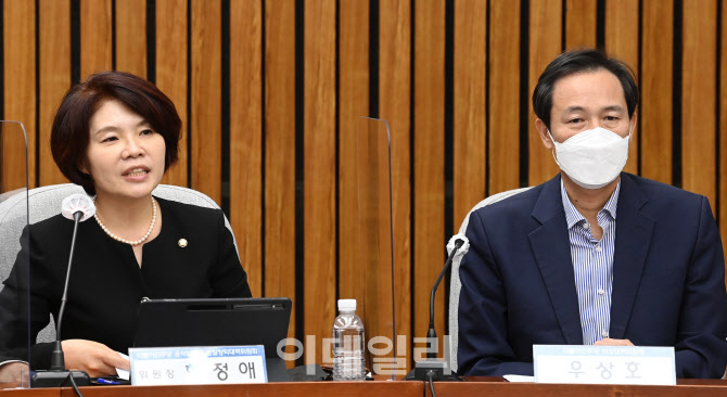 윤석열 정권 경찰장악대책위원회 간담회에서 발언하는 한정애                                                                                                                                         