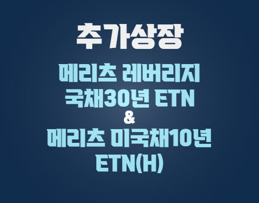 메리츠증권, 국채·미국채 ETN 2종 추가 상장