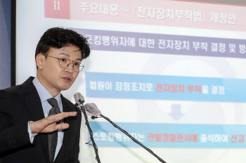 한동훈 "스토킹 범죄자도 전자발찌…무조건 붙인다는 건 아냐"