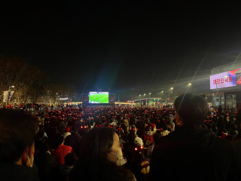 "응원하다보면 추위도 모르겠어요"…붉은 빛 물든 광화문 '월드컵 열기'