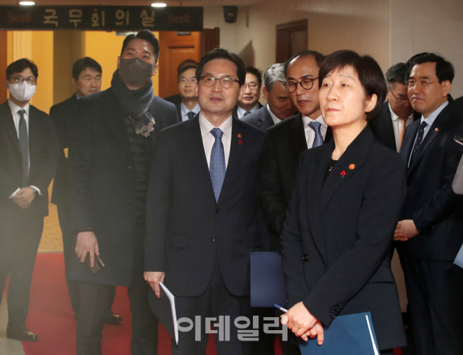  마스크 벗은 국무위원들                                                                                                                                                                           