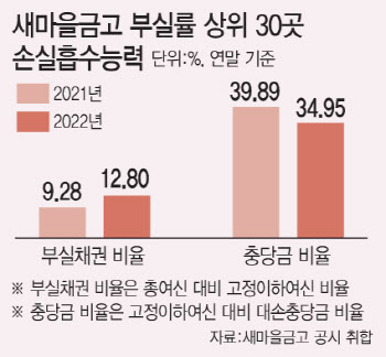 새마을금고 30곳, 부실채권 1533억 늘 때 충당금 불과 382억 적립했다