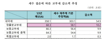 “세수결손으로 지방교부세 10.2兆↓…지방소득·소비세 7兆↓”