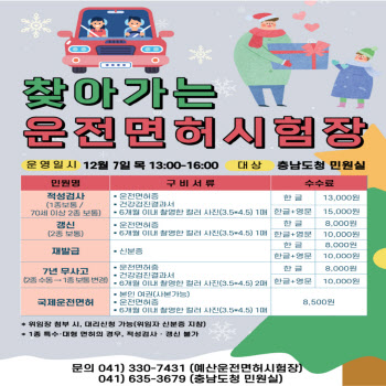 "운전면허증 관련 민원업무, 충남도청으로 오세유"