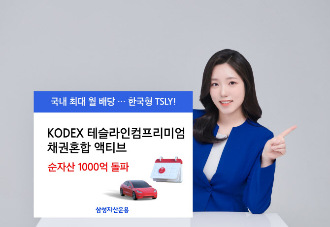 삼성운용, '테슬라인컴프리미엄 액티브' ETF 순자산 1000억 돌파