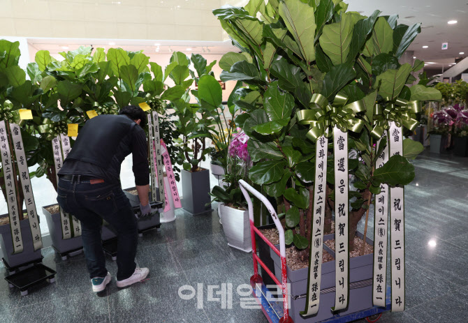 '계속 배달되는 당선축하 화분'                                                                                                                                                           