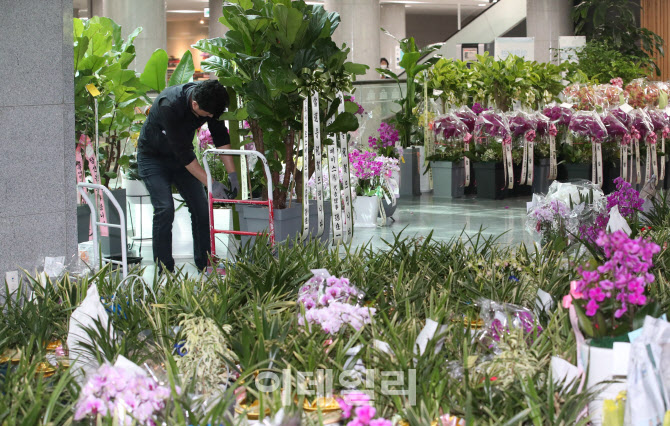 '국회 의원회관으로 배달되는 당선축하 화분'                                                                                                                                              
