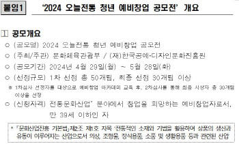 대상 1000만원…문체부, 오늘전통 청년 예비창업 공모전