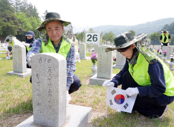 국립현충원 봉사활동하는 문상철 농협 홍보실장